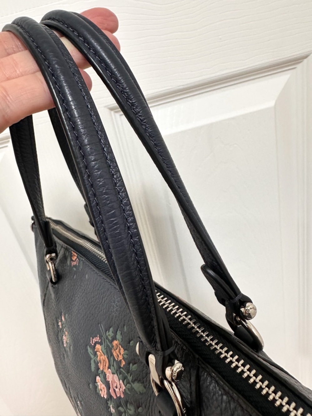 Coach Prairie Satchel Crossbody Rose Bouquet Midnight Floral Leather - Picture 10 of 14